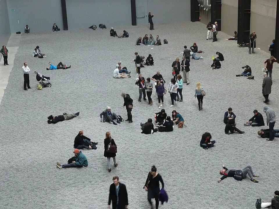 Ai Weiwei's Sunflower Seeds installation filling the Turbine Hall at Tate Modern with millions of ceramic seeds