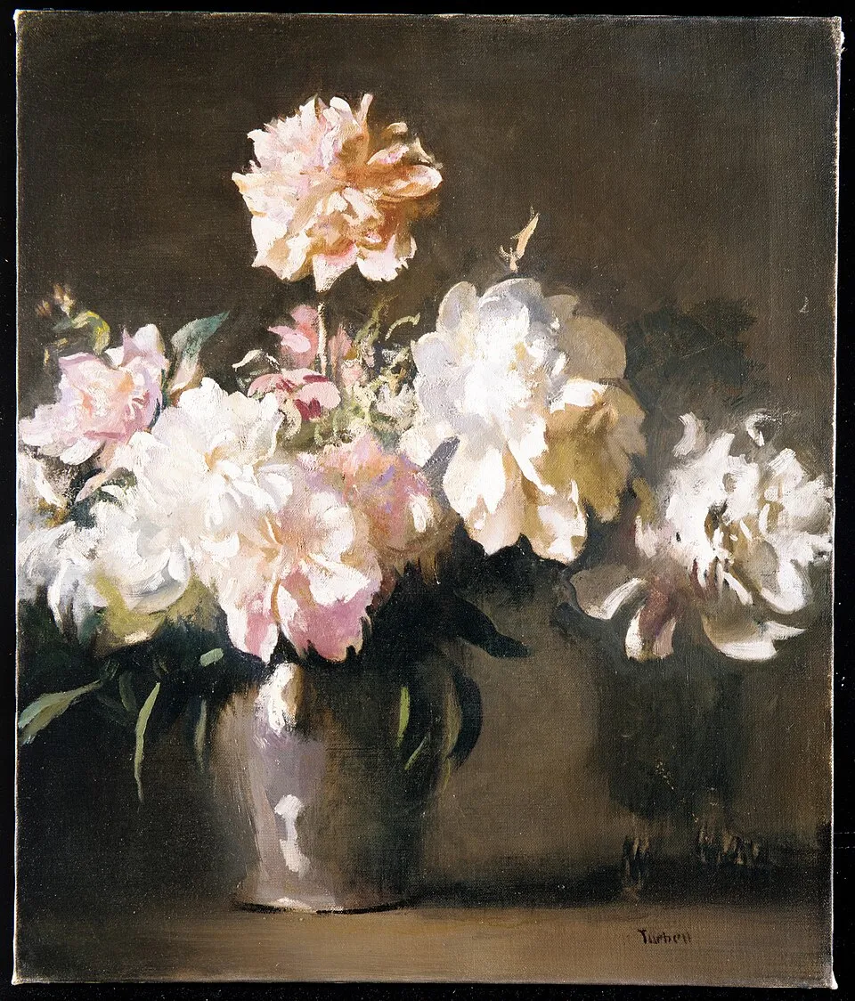 A still life painting of a vase of peonies from the Metropolitan Museum of Art, the kind of work that, as an original or a print, makes a meaningful art gift for someone who loves art, demonstrating that the best art gifts are the ones that say I know what you love