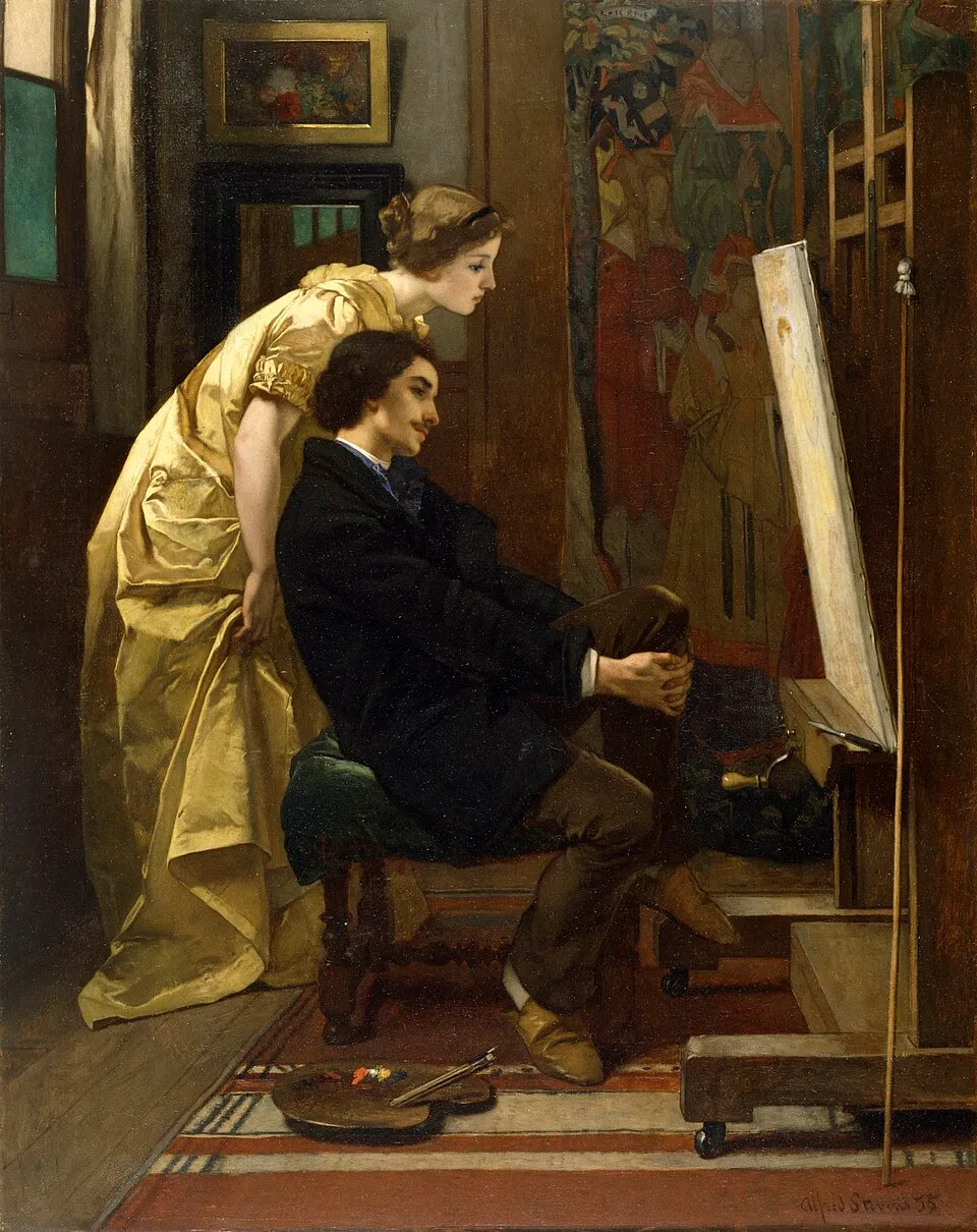 Alfred Stevens painting of an artist at his easel with a model, representing the studio practice that residencies support