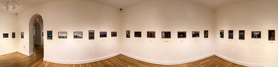 A panel from Jacob Lawrence's Migration Series (1940-41), 60 panels depicting the Great Migration of African Americans from the rural South to the urban North, owned jointly by The Museum of Modern Art and The Phillips Collection, Washington, D.C.