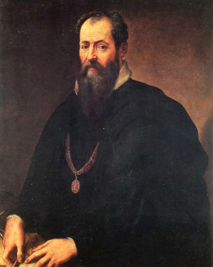 Giorgio Vasari's self-portrait, showing the Italian Renaissance painter, architect, and writer in formal Renaissance attire with a thoughtful expression