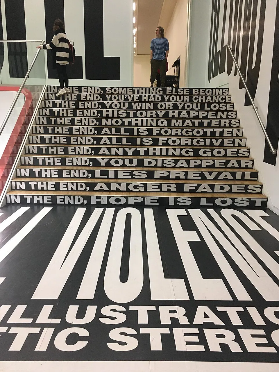 Barbara Kruger, Your body is a battleground (1989). A woman's face split into positive and negative photographic halves, with the text 'Your body is a battleground' in red and white across the image