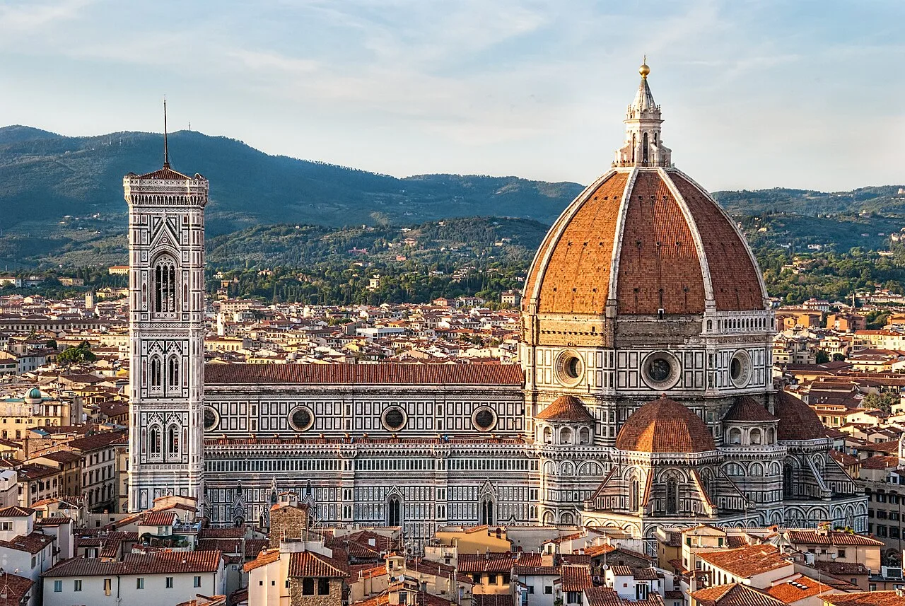 The Florence Cathedral (Cattedrale di Santa Maria del Fiore), also known as the Duomo, with Brunelleschi's dome completed in 1436, the engineering feat that demonstrated Florence's technical and artistic ambition and became the symbol of the Renaissance
