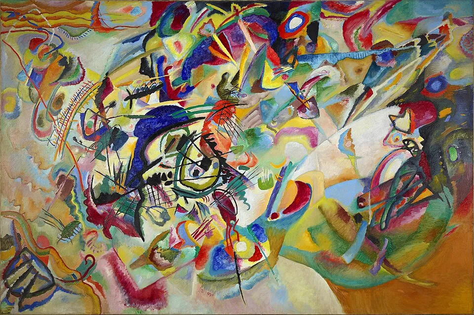 Wassily Kandinsky's Composition V 1911, the painting Kandinsky claimed was the world's first ever abstract picture, in a letter to his New York gallerist Jerome Neumann in December 1935, insisting back then not one single painter was painting in an abstract style