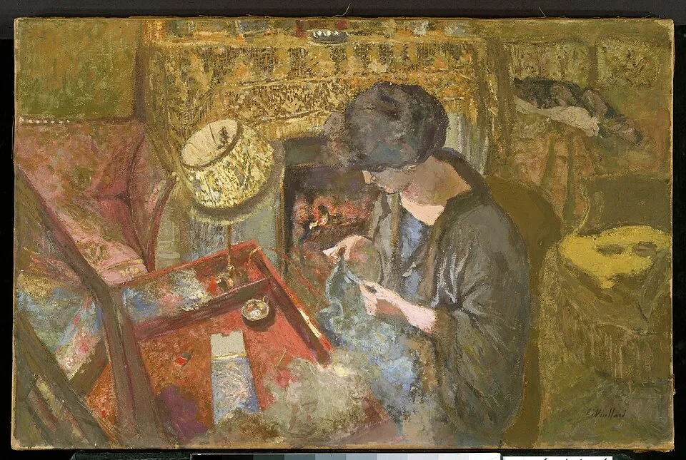 Edouard Vuillard's The Small Drawing-Room 1917, an intimate interior showing art and pattern coexisting in a lived space, demonstrating how art can be integrated into a room without dominating it