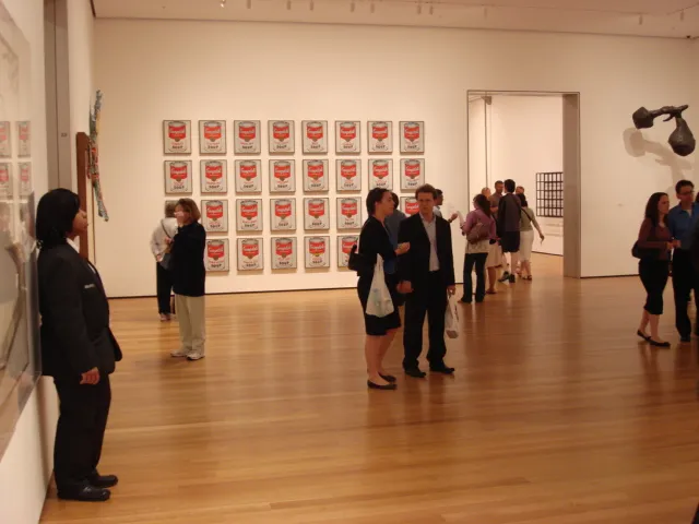 Andy Warhol, Campbell's Soup Cans (1962). Thirty-two canvases, each showing a different Campbell's soup variety, arranged in a grid
