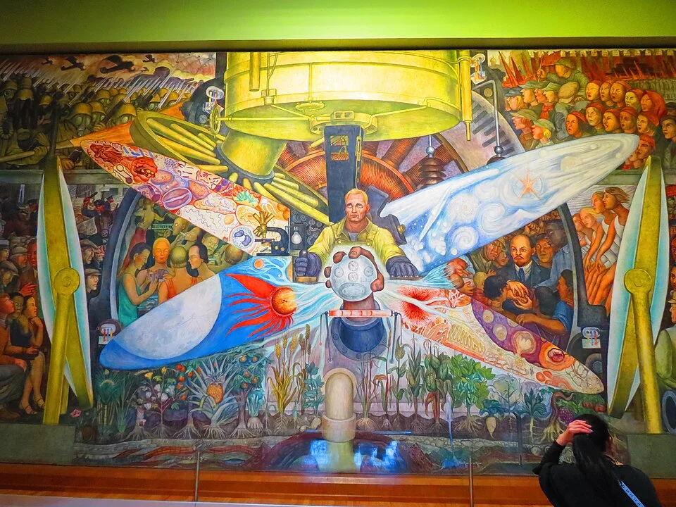 Diego Rivera, Man, Controller of the Universe, 1934, fresco at the Palace of Fine Arts, Mexico City, reconstruction of the destroyed Rockefeller Center mural