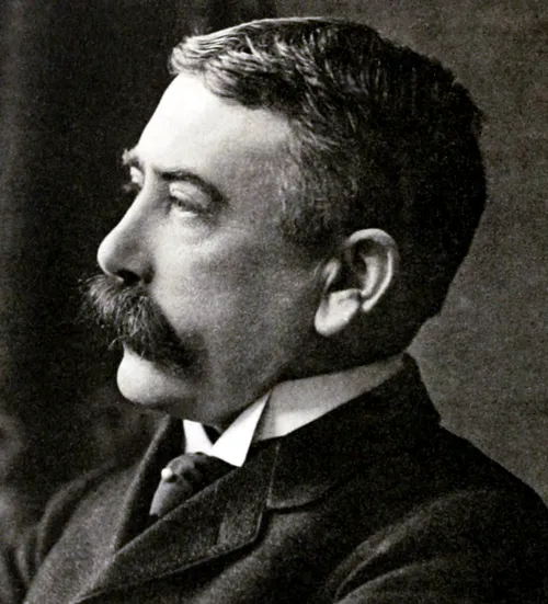 Ferdinand de Saussure, the Swiss linguist, shown in a formal portrait with a mustache and thoughtful expression, dated before 1913