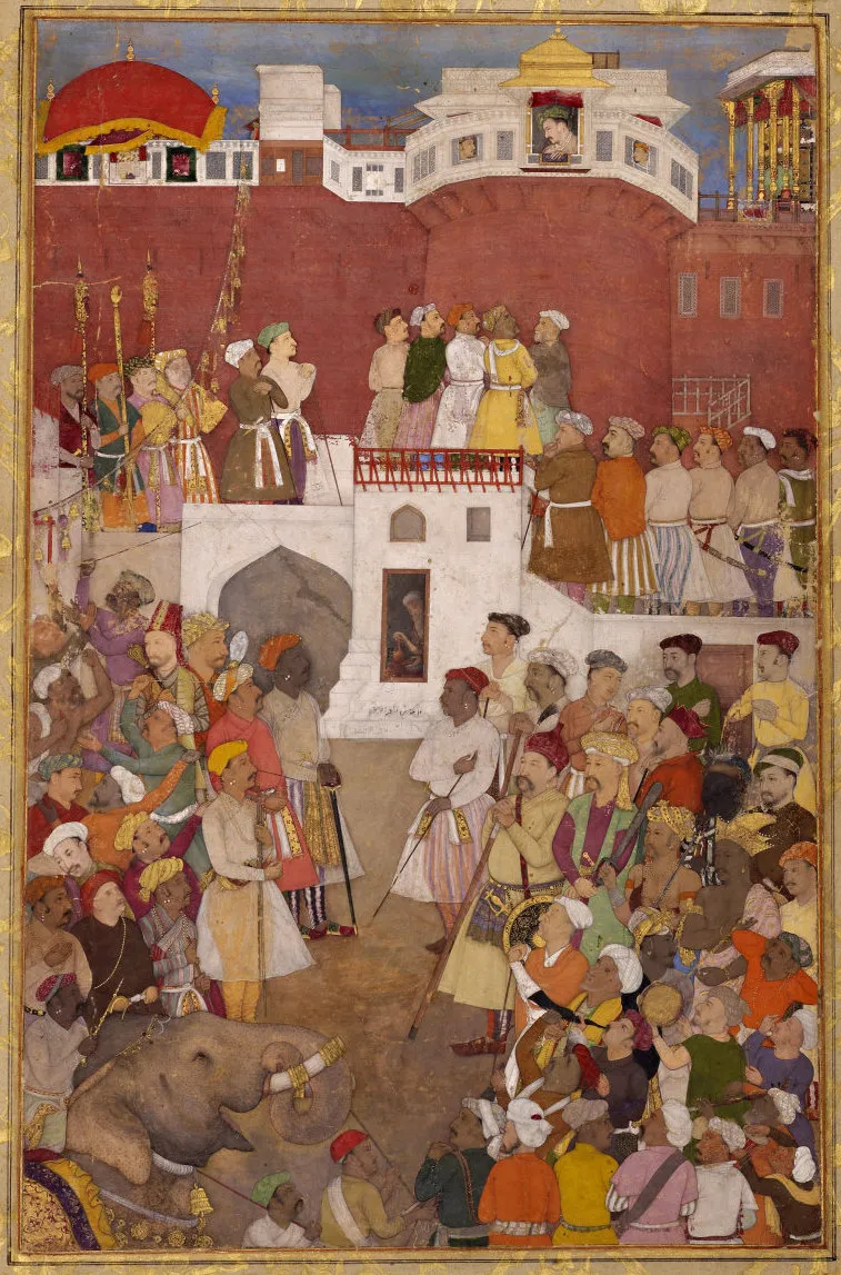 A contemporary miniature work by Shahzia Sikander, one of the best-known artists of Pakistani origin alive today, who studied at the National College of Arts in Lahore under Bashir Ahmed and transformed the Mughal miniature tradition into a contemporary art form