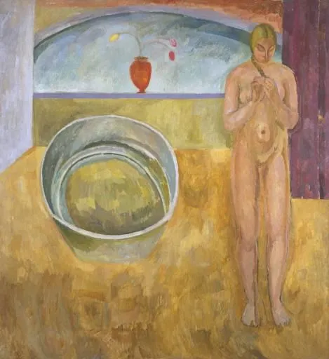 Duncan Grant's The Tub (1913), a work that marked Grant's emergence as a post-impressionist artist, painted the same year the Omega Workshops were founded to apply avant-garde art to domestic design