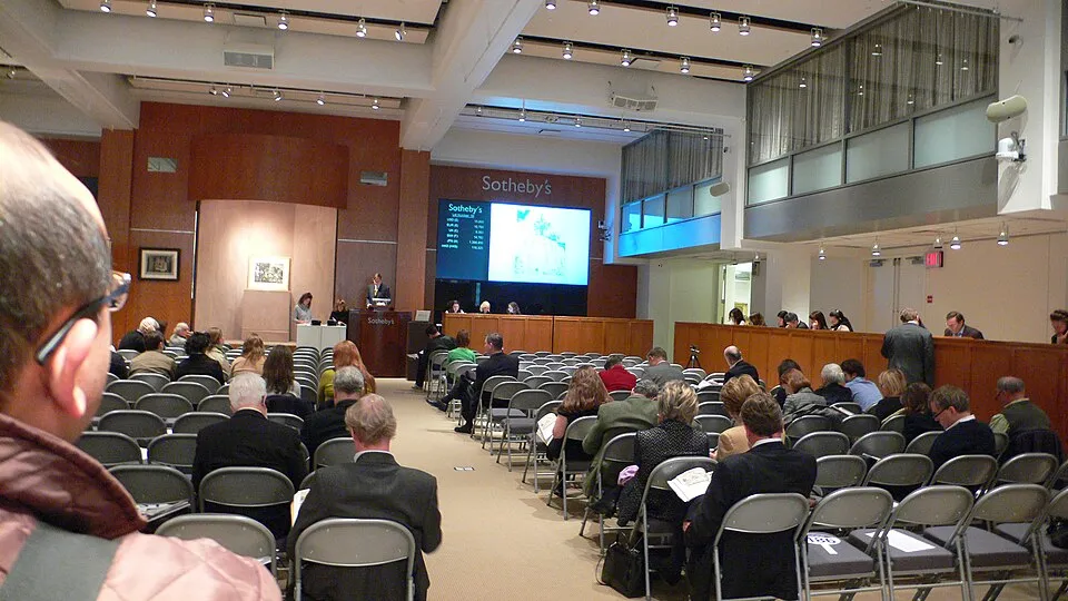 An auction house sale room, where around 70% of contemporary and Modern sales at the big auction houses run through advisers, making advisors the invisible engine of the public art market