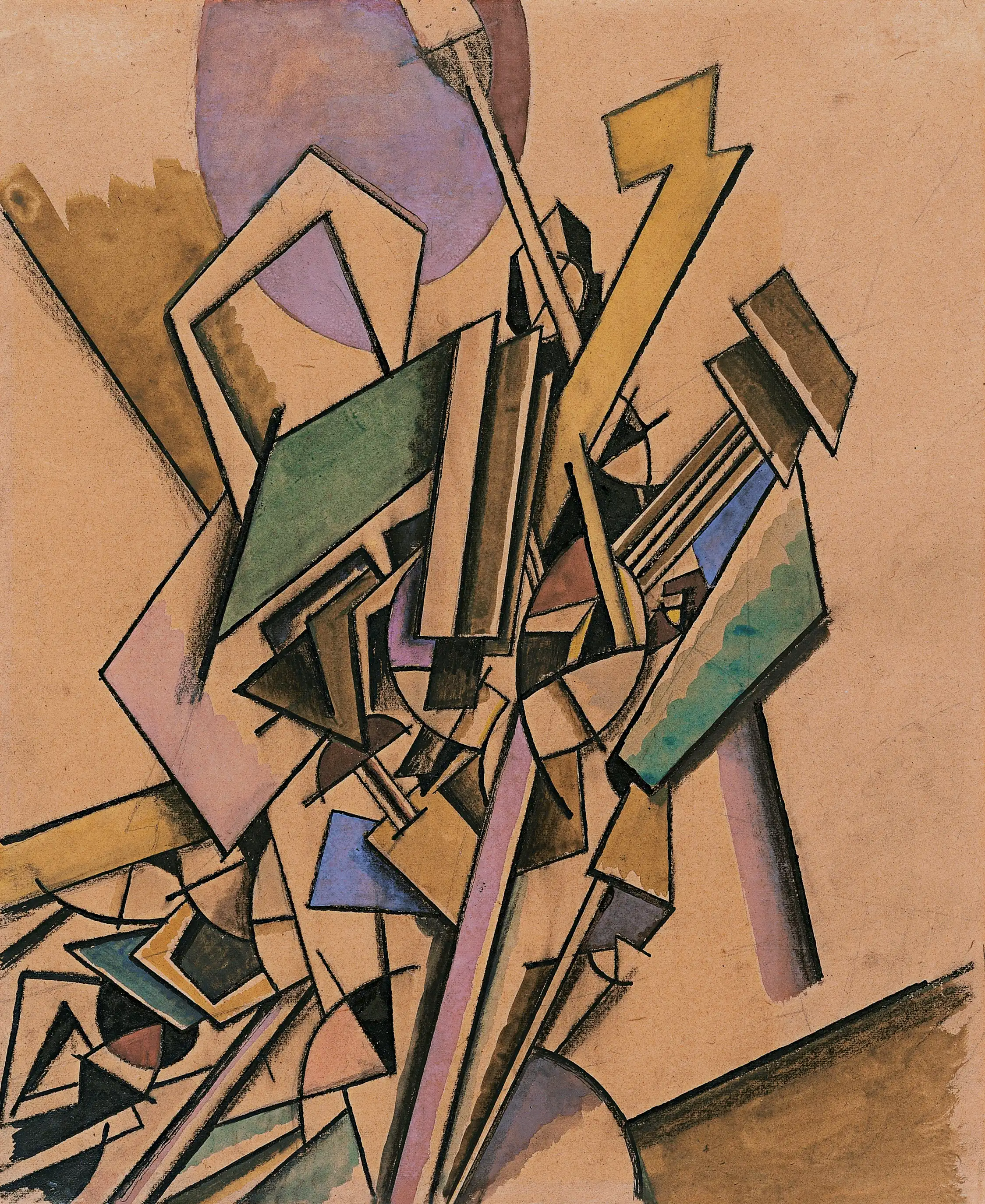 Edward Wadsworth, Vorticist Study, 1914. A geometric abstract composition with bold angular forms and sharp lines characteristic of the Vorticist style.