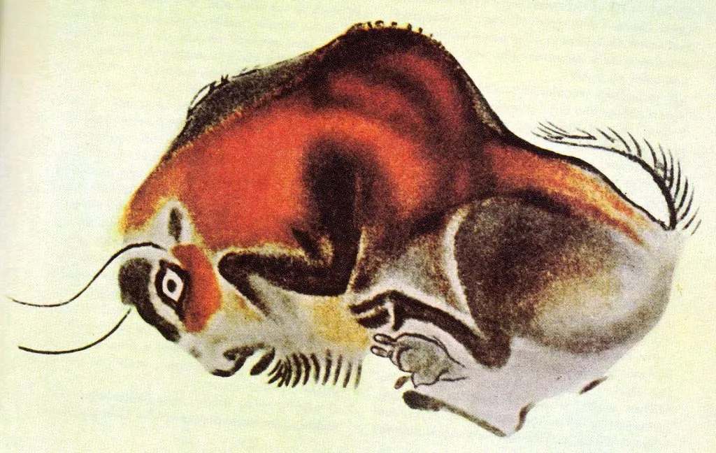 A close-up of ancient cave paintings
