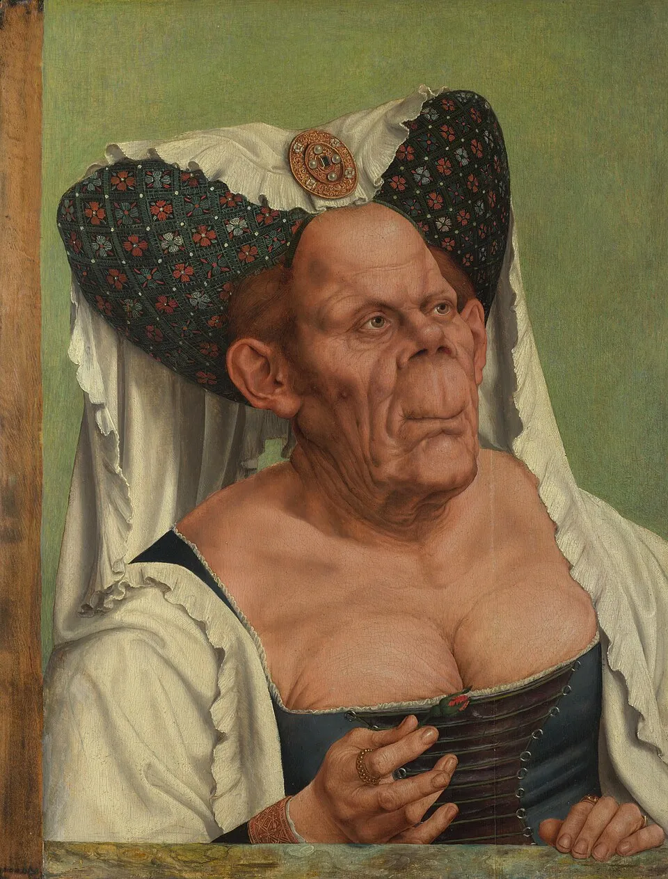 Quentin Massys, A Grotesque Old Woman (The Ugly Duchess), c. 1513, oil on panel, 64.2 x 45.5 cm, National Gallery, London