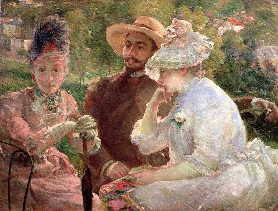 Marie Bracquemond's On the Terrace at Sèvres (1880), one of the four women Impressionists identified by Tamar Garb, whose work was recovered by feminist art history after decades of neglect