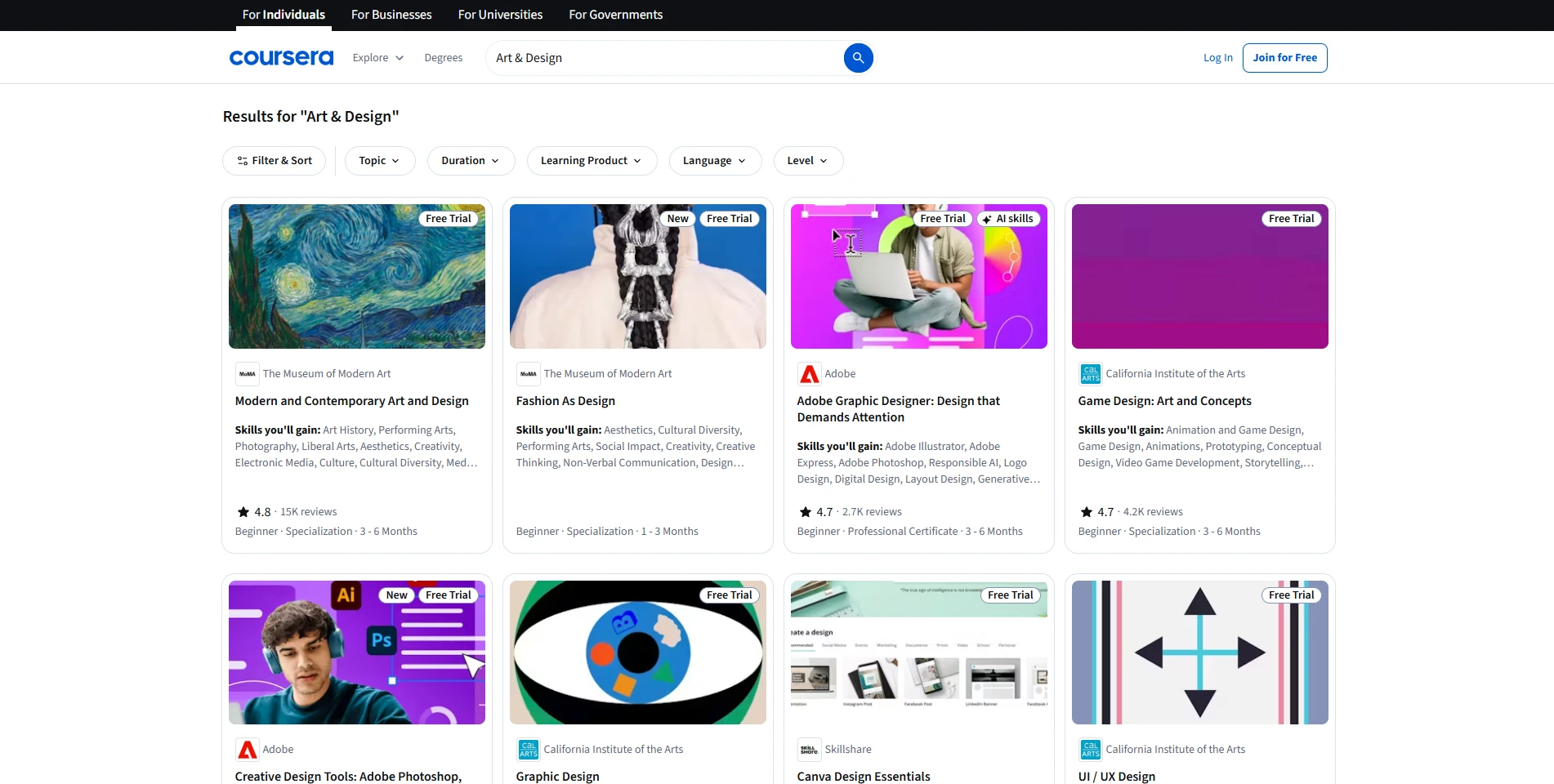 Coursera Art & Design Courses