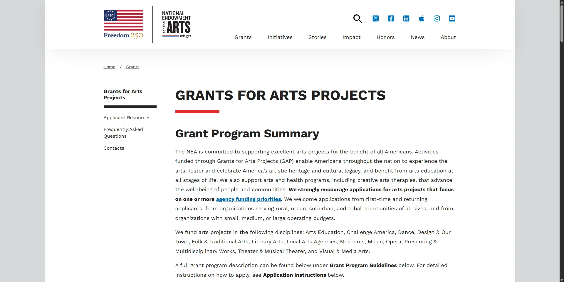 NEA Grants for Arts Projects